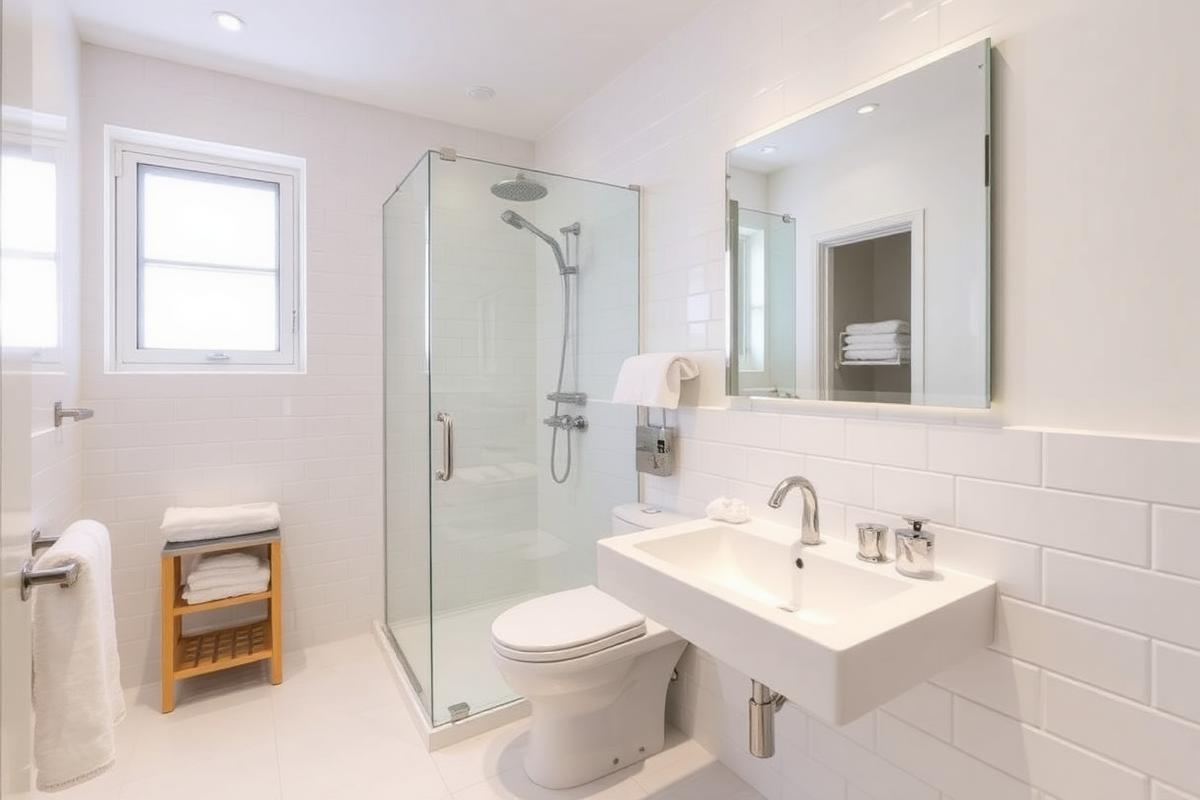 En-suite bathroom with shower and vanity